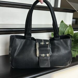 Adrienne Vittadini Black Leather Bag with Buckle